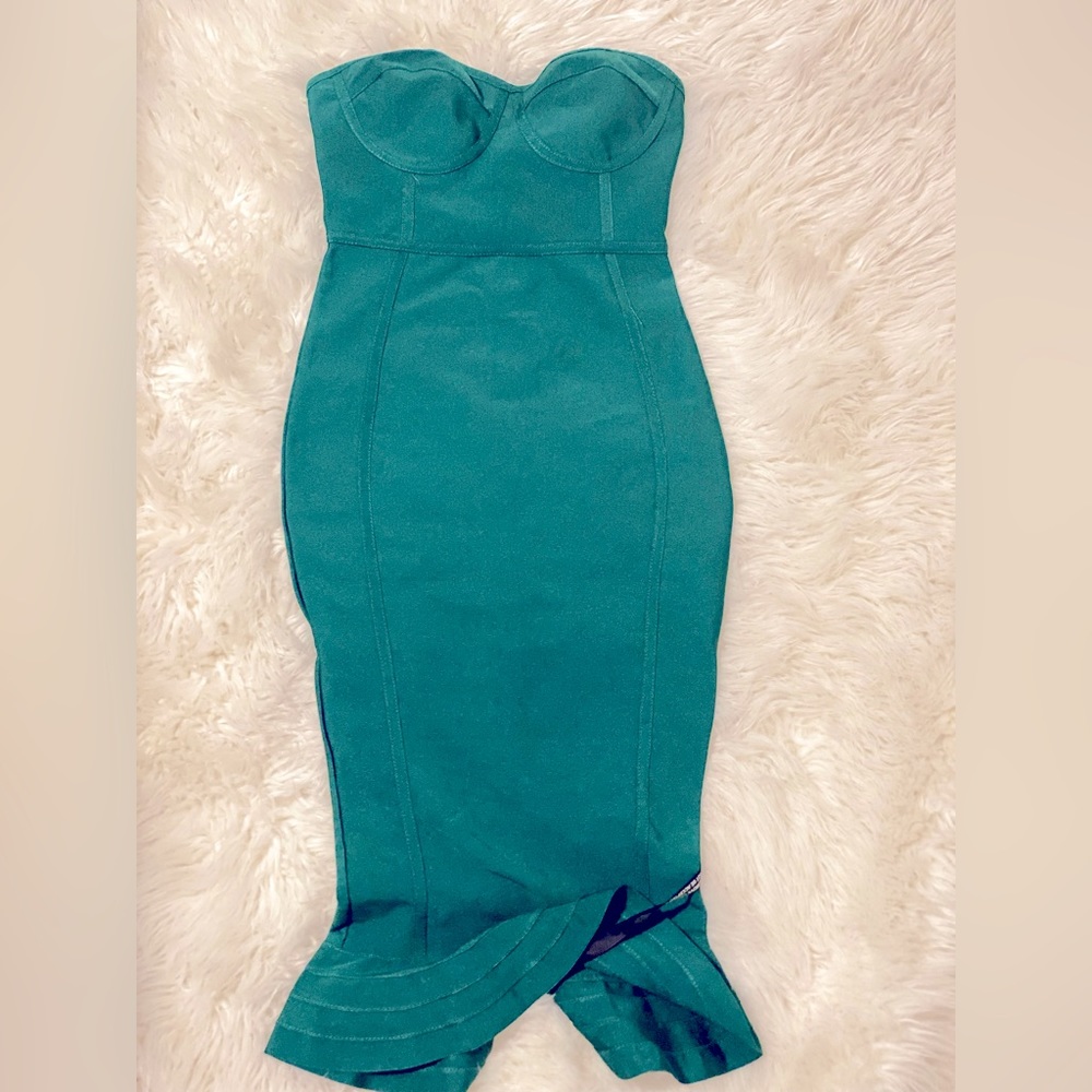 Beautiful emerald green(dark green) strapless dress